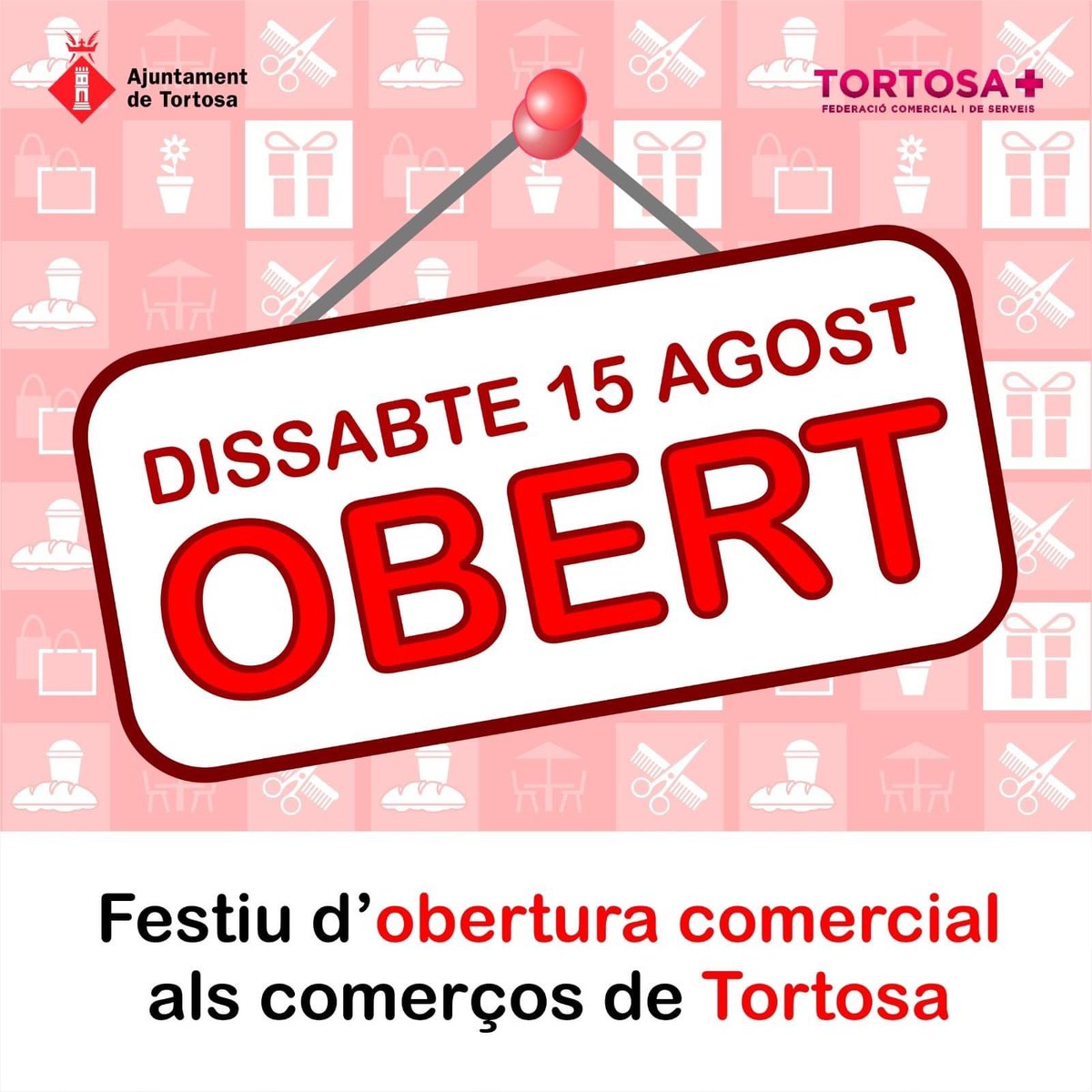Tortosames's tweet photo. ⚠️ dissabte 15/08/2020, els comerços i restauració de la nostra ciutat estaran oberts 😁 
Aprofita a fer les teves compres i gaudeix de la nostra ciutat 
#tortosacomerç #tortosaserveis #tortosarestauració #comerçdeproximitat #compraacasa https://t.co/TodwqlAlna