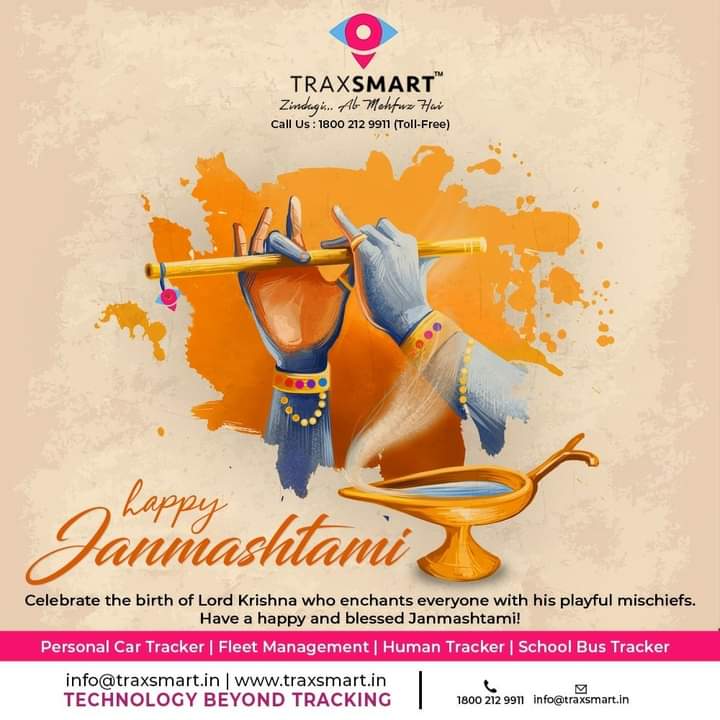 TraxsmartIndia's tweet photo. May the blessings of Lord Krishna always be with you and your family. Wishing you and your family a very Happy Janmashtami! https://t.co/yxbD91aJeL