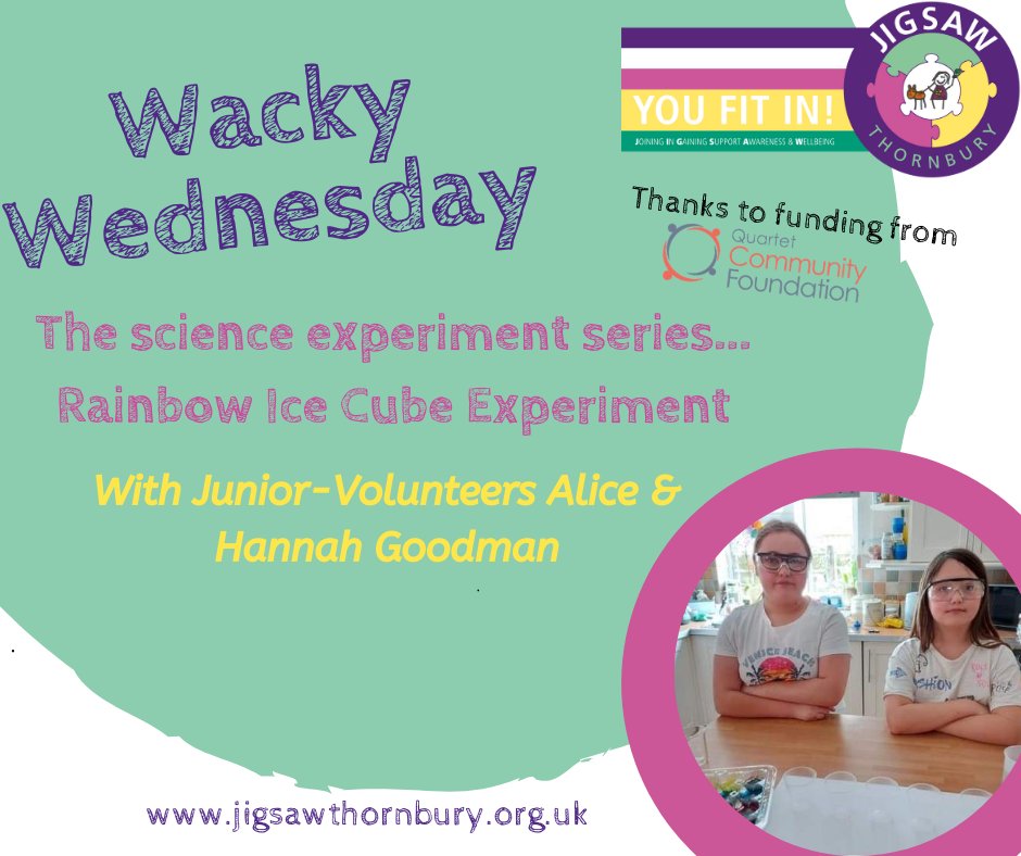 JigsawThornbury's tweet image. It&apos;s Wacky Wednesday! Junior Volunteers Alice &amp;amp; Hannah show us how to create the rainbow ice cube experiment. A fun way to nurture your child&apos;s resourcefulness and curiosity, showing them fun ways to understand the world they live in!  buff.ly/2XELuCy #funscienceforkids