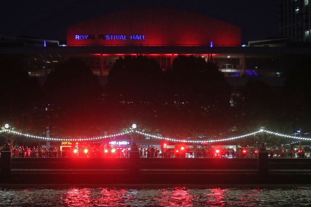 ClassicFM's tweet image. Last night, more than 300 theatres and live music venues turned red in a powerful display to highlight the threat of arts job losses.

London's @southbankcentre and @RoyalAlbertHall were among the venues taking part. #LightItInRed #WeMakeEvents