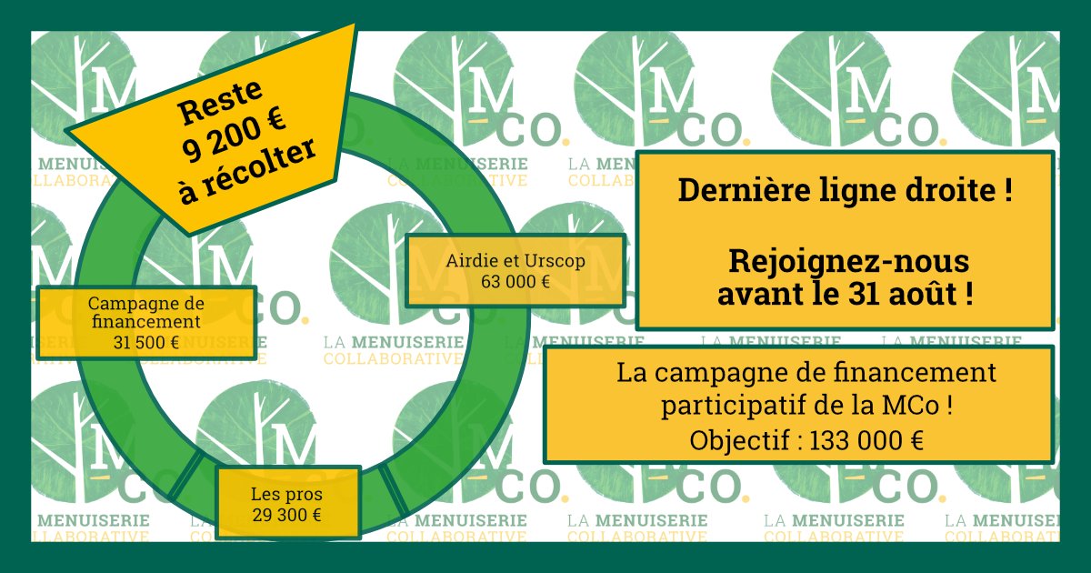 Mobilisons-nous ! Dernières chances jusqu'au 31 août !
Devenez associé de la MCo à partir de 100€ ! Pour continuer à faire des copeaux :) Retrouvez toutes les infos et contreparties de la campagne sur menuiserieco.fr/appel-a-souscr…
