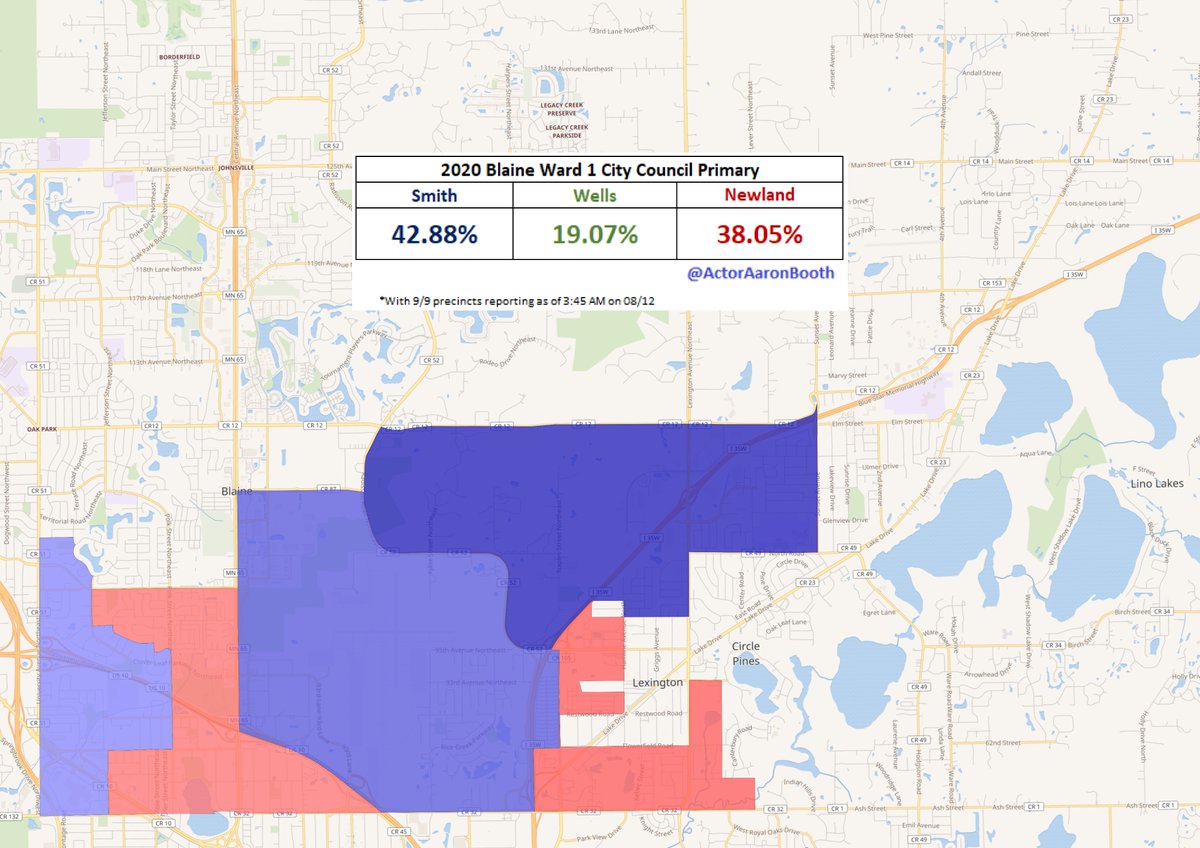 In the vacant Ward 1 race, Newland and Smith will advance to the general. Smith has the backing of voters on the left, while Newland has the endorsement of the outgoing Mayor and City Councilman.  #MNPol