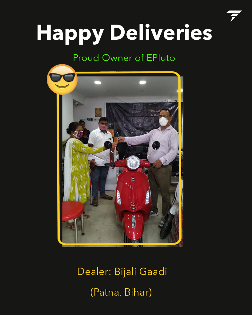 pureenergyindia's tweet photo. Delightful delivery of PURE EV EPluto

Thank you Sir/Madam, for choosing our Product.
Dealer: Bijali Gaadi (Patna, Bihar)
Dealer Contact: +91 9911187180
Product Info: https://t.co/GGKBpCvPbL
.
.
.
#PUREEV #ebike #emobility #zeroemission #gogreen #GetElectrified @EvPatna https://t.co/PvVuuKJAR4