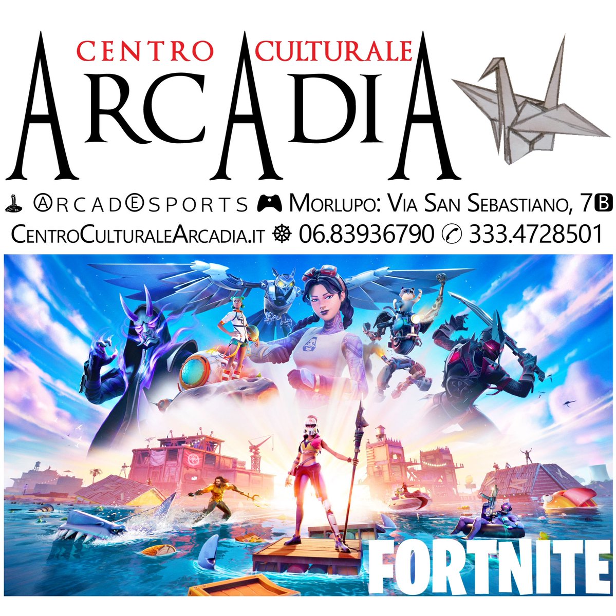 ExtraUrbe's tweet image. 🕹 ⒶｒｃａｄⒺｓｐｏｒｔｓ
🪂 #eSports #Fortnite #PlayStation
🎮 da lunedì a venerdì 16:30/19:30 🧜‍♂️
🏆 Tornei di sabato 9:30/12:30 🦸‍♂️
🤩 Tanto divertimento in un posto sicuro
🎌 Che il gioco abbia inizio ⚓
⎈ ArcadEsports.it
MORLUPO 🐺 Via San Sebastiano, 7🅱 ☸