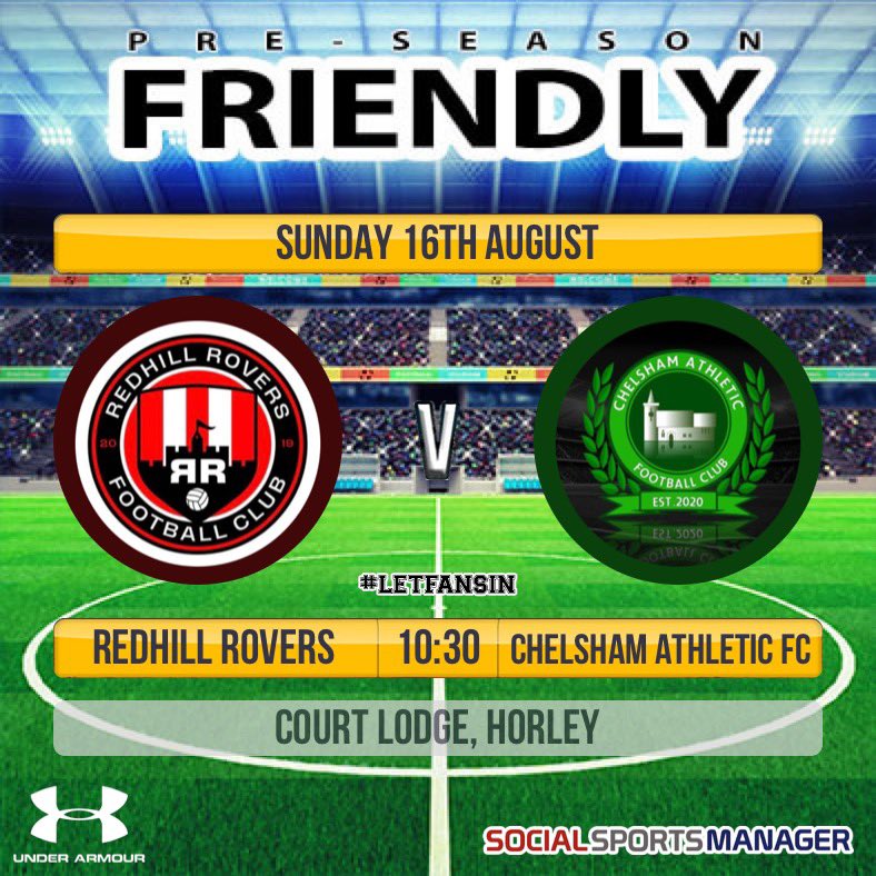 fc_redhill's tweet photo. Sunday we welcome @ChelshamFc for our second pre season game #LetFansIn https://t.co/cJWgYfMOJG