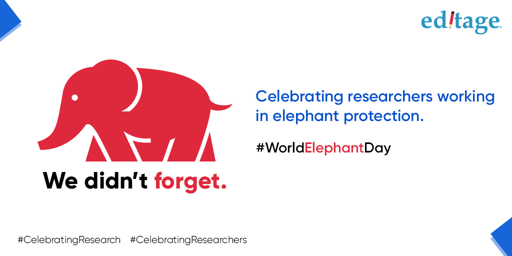 Editage's tweet photo. A #jumbo shout-out to #researchers working in #elephant protection (and #animalSciences as a whole) this #WorldElephantDay! ๐
#CelebratingResearch #CelebratingResearchers #animalResearchers https://t.co/9hUovbfU2k