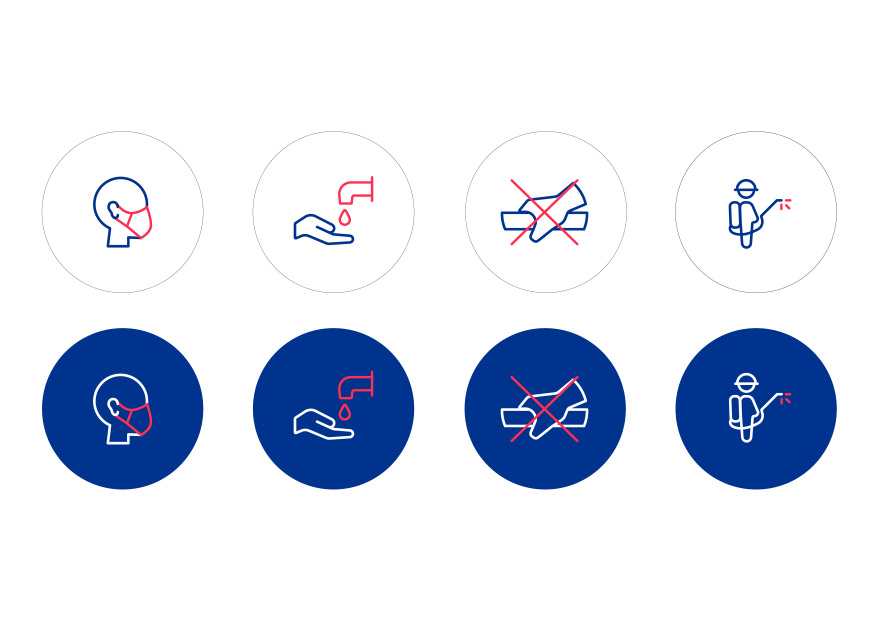 Fira_Barcelona's tweet photo. Pronto retomaremos la actividad en nuestros recintos y para lograr la mayor seguridad para expositores, visitantes y trabajadores hemos creado unos iconos para indicar las medidas preventivas previstas en el protocolo antiCovid-19. Os mostramos algunas. #CompromisoFira #MotorFira https://t.co/pYMRLDCvG2