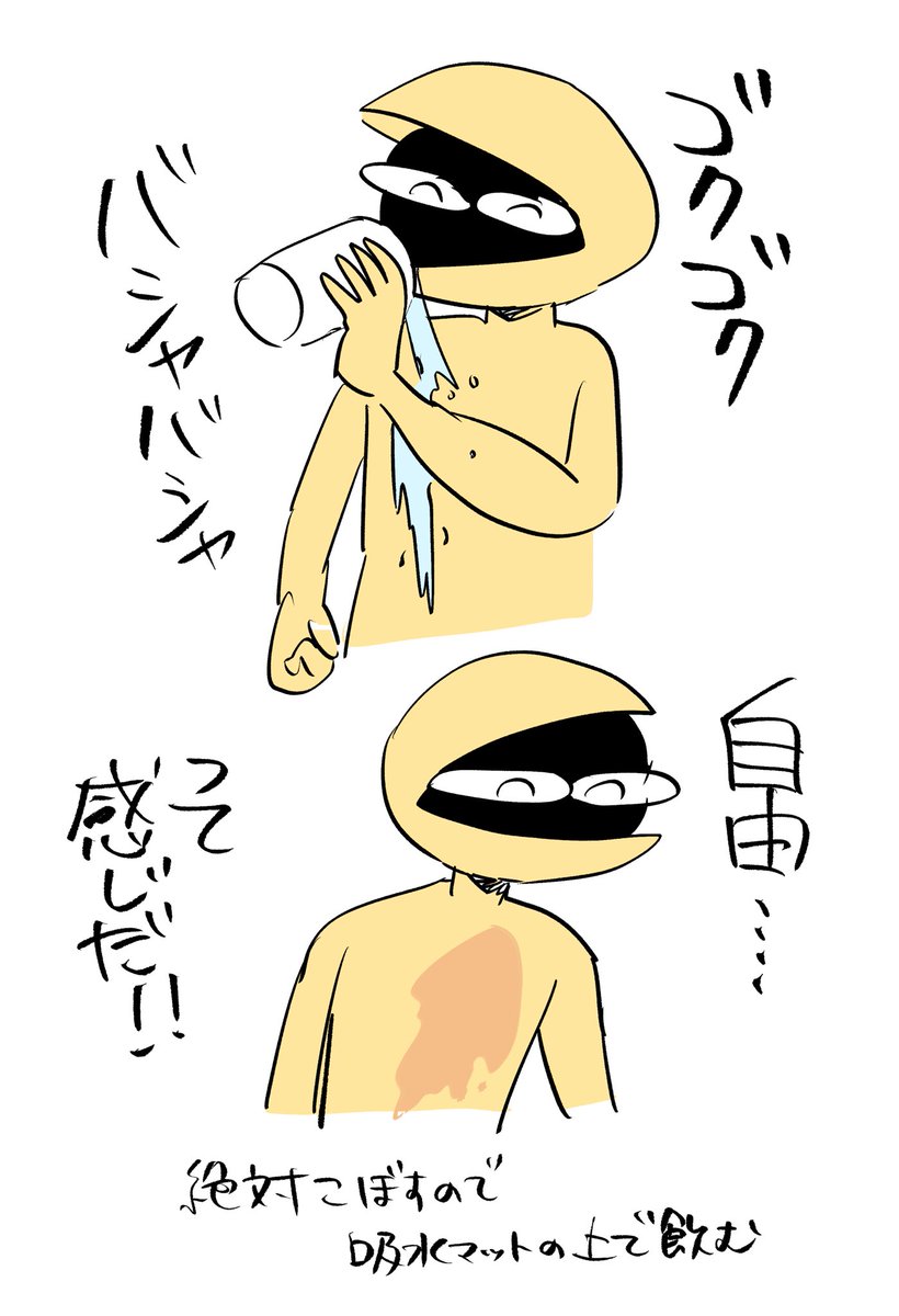 水バッシャバシャこぼして飲んでめちゃくちゃ濡れた服ガン無視して過ごすの好きなんだよな 解き放たれた感じがして 