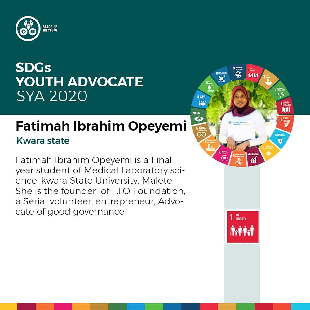 BraceuptheYoung's tweet photo. Meet our #SYA2020 Cohort 1 fellows :
1. Fatimah Ibrahim Opeyemi working tirelessly to end poverty through @FIOFOUNDATION3 in Kwara state.
2. Alfred Konaugha is a leadership trainer and the convener of @ABS_Nig working to end poverty in Ajegunle.
#InternationalYouthDay https://t.co/30NzimZA8K