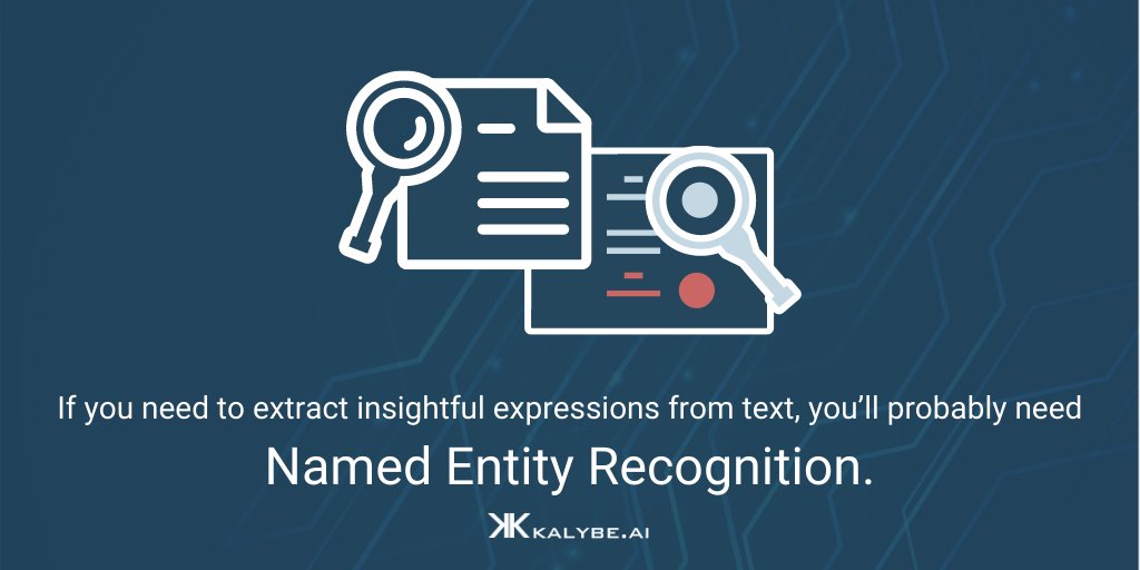 kalybeai's tweet image. Named Entity Recognition (NER) is a process to extract names, organizations, locations, quantities, monetary values, and percentages etc. 
For more info about NER &amp;amp; request the demo 👇

bit.ly/3kztuTP

#kalybeai #kalybescience #namedentityrecognition
