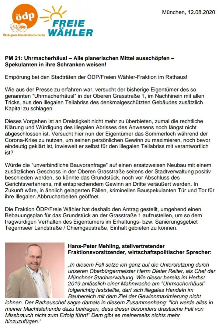 FWmuc's tweet photo. Wir fordern einen Bebauungsplan für das ehemalige #Uhrmacherhäusl. Aus dem illegalen Abriss darf kein Kapital geschlagen werden.🧡
#freiewähler #FW #FWMuc #LebenswertesMünchen #PlanfürMünchen #freiewähler #Rathaus #München https://t.co/9aEnTaI5Cr