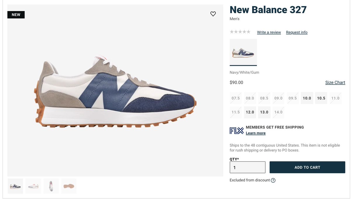 new balance 327 navy white gum