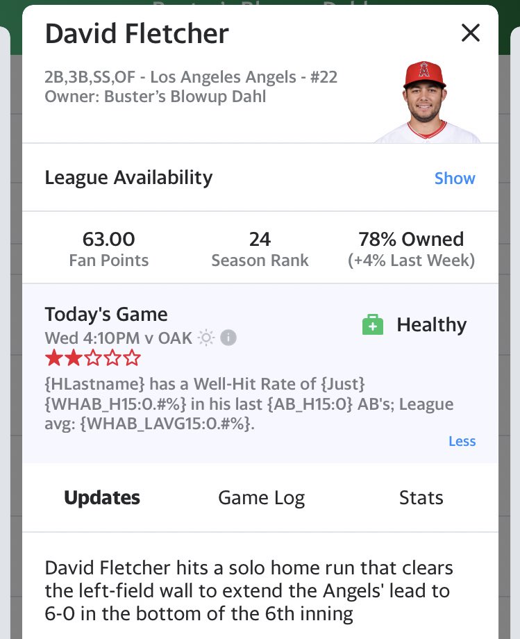 DannyTweeto's tweet photo. @MLBRandomStats Yahoo using some wild stats for @d22fletcher https://t.co/lvkU8Xvr6F