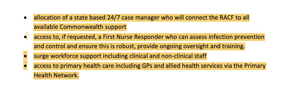 The Commonwealth's role, according to revised document, is to "work collaboratively with the overall management of the response to support the viability and capacity of the RACF to access services." Clear as mud? I think so too.It lists the following govt responsibilities: