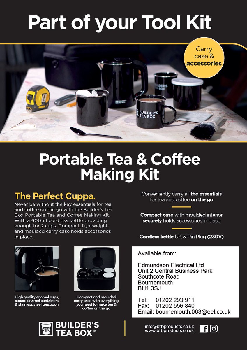EdsBournemouth's tweet photo. Builder’s Tea Box - the portable tea &amp; coffee making kit. https://t.co/MPTDjkOJEz