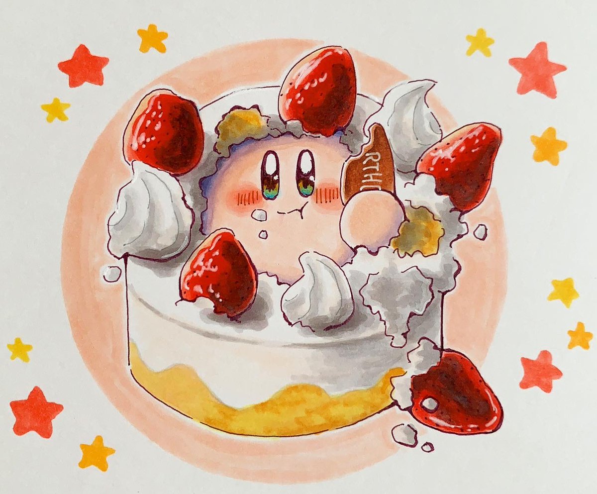 あら カービィ もぐもぐ いちごケーキ カービィ Kirby イラスト