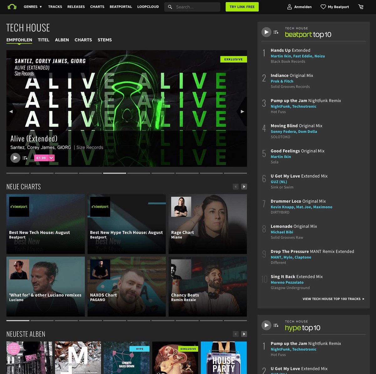 ⚡️ ALIVE • looks so amazing 👀 with the Big Banner on the Beatport Tech House front page 🙌🏻💚 #grabyourcopy 

OUT NOW: beatport.com/track/alive-ex…