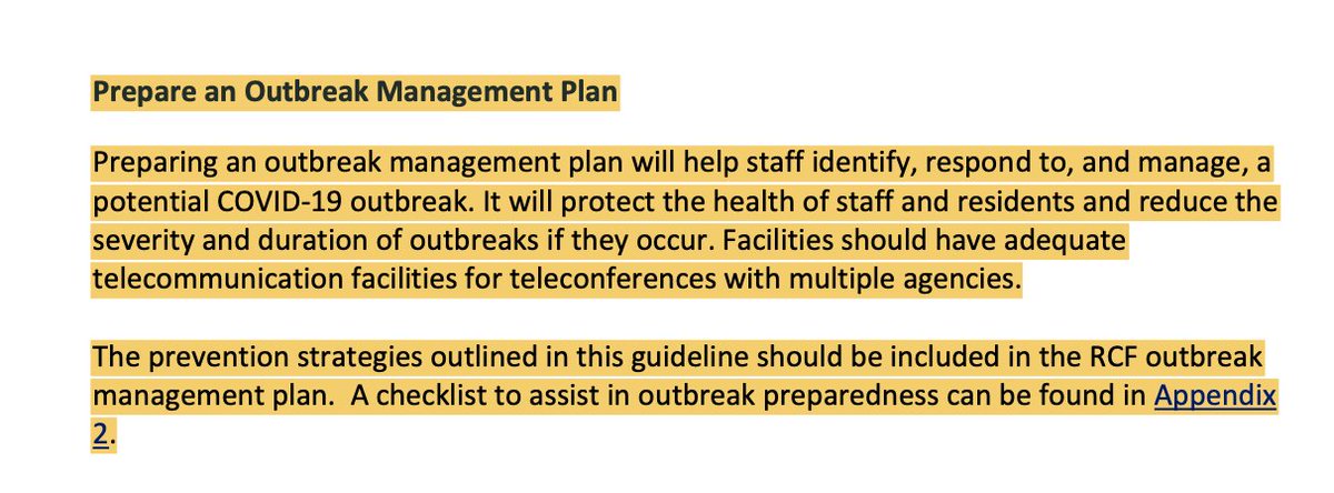 Providers are also instructed to come up with their own individual outbreak management plans. This "do it yourself" approach seems like an approach that is destined to result in uneven degrees of planning and preparedness.  #auspol  #agedcarerc
