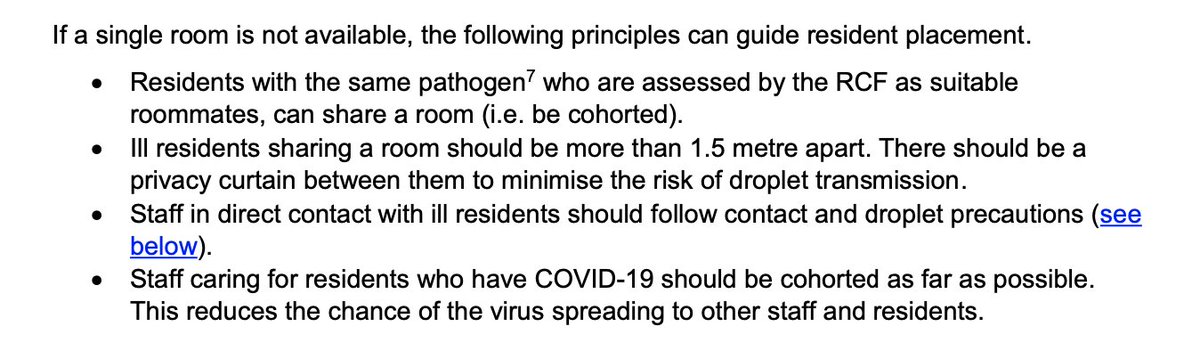 The other document referred to here, COVID-19 guidelines for IPC in RCF, is also vague and highly open to interpretation. For example, what does "as far away as possible" mean when describing a reasonable distance between uninfected and infected residents.?  #auspol  #agedcarerc