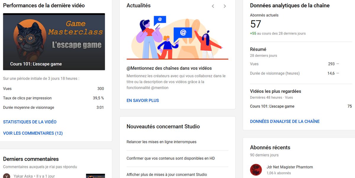 G4meMasterclass's tweet photo. En 5 jours à peine, la chaîne a déjà fait 300 vues, gagné 57 abonnés sur youtube et 42 sur twitter ! 😁 Bienvenue tout le monde ! ��️

#escapegame #youtube #twitter #gamemasterclass https://t.co/0KWpoUoNVc