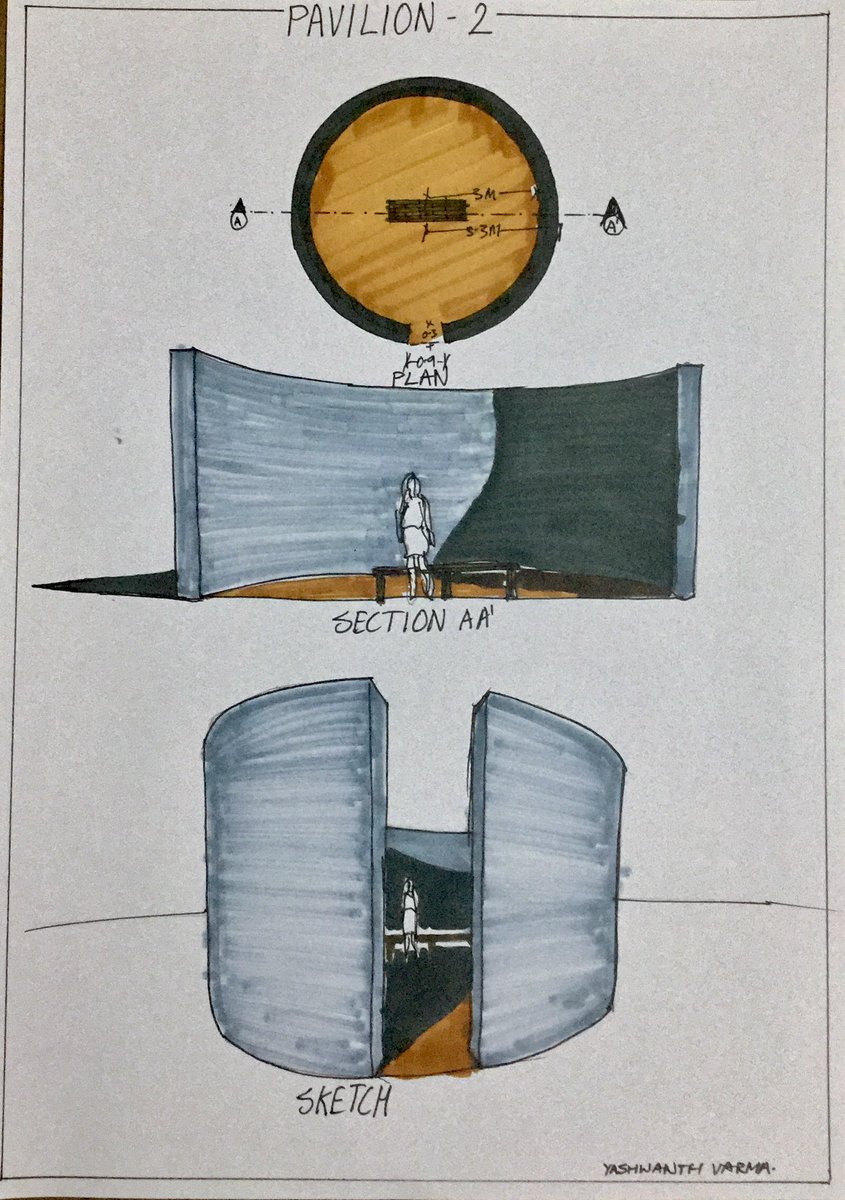 Woxsen's tweet photo. Designing a pavilion for a space meant to be used in silence and for self-reflection. Yashwanth Varma Jampana, B.Arch 1st year designs pavilion 2.
#WoU #woxsenuniversity #hyderabad #architecture #designproblem #architect #pavillion https://t.co/3cmLU4R8rt