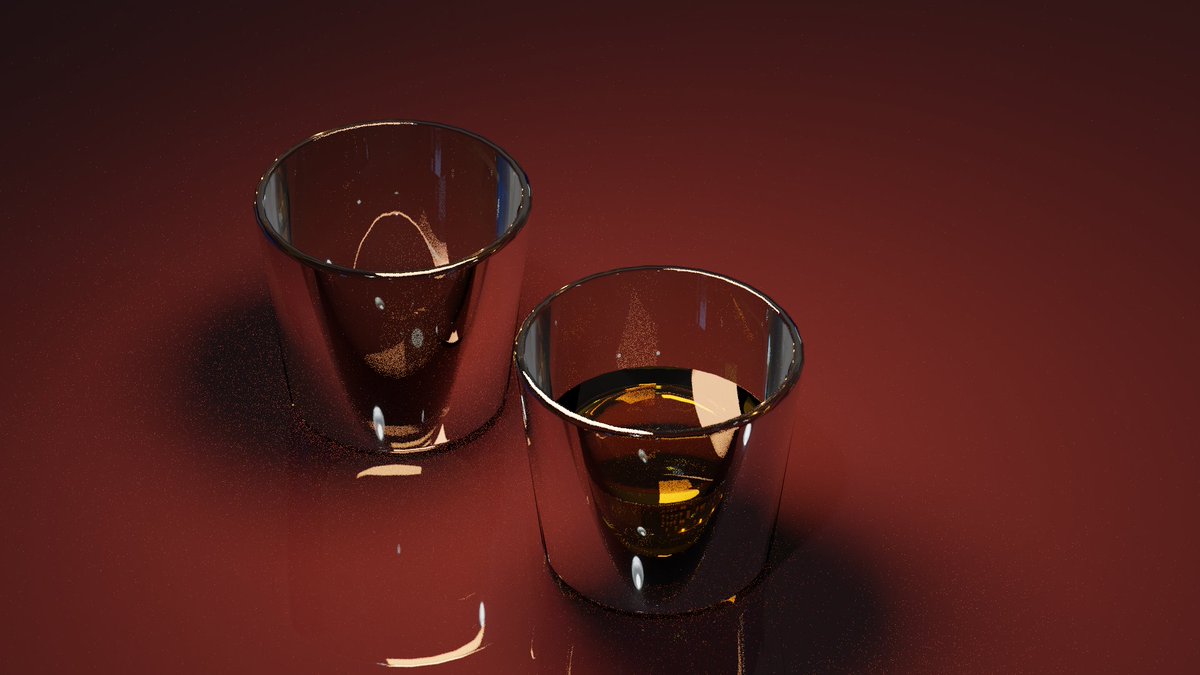「blenderの勉強で作ったウイスキーの入ったグラス。
覚えるの大変そう。 」|すみすず🔞＠原稿修羅場中のイラスト