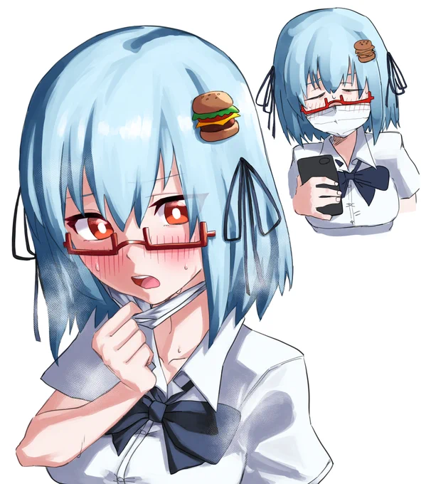 できた。マスクを嫌うハンバーガーちゃんの絵が 