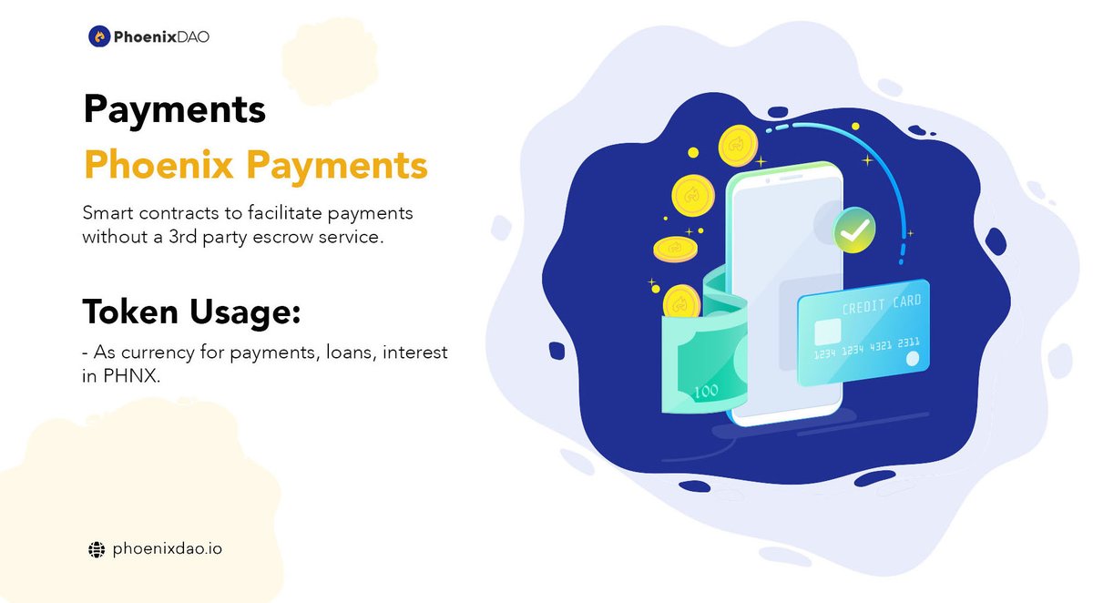 We_R_Crypto's tweet photo. Tired of calculating gas fees? With the Phoenix Payments protocol, $PHNX transactions are completely gasless! $PHNX can be used for payments, loans &amp; interest💳🔥

Be on the look out for more #defi announcements.

@coinmarketcap #blockchain #crypto #dao #decentralized https://t.co/o8WLOdkWF6