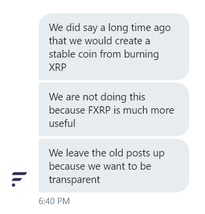 sentosumosaba's tweet photo. Flare Networks did originally intend to create a stable coin from burning #XRP. They are not going this route, as FXRP is much more useful. They leave the old posts up in order to be transparent. Going forward, they will add a notice of update.  Please note. https://t.co/nZZ8mHPw5a