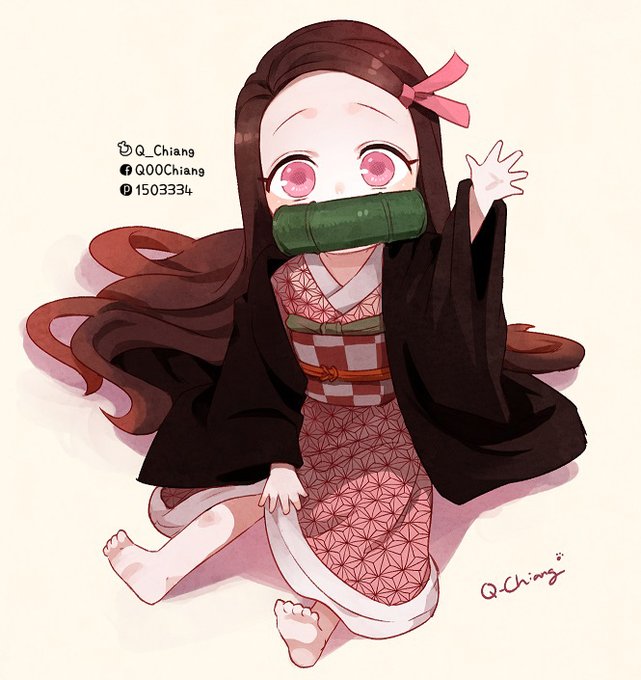 Q將🍮歡迎委託さんがTwitterに投稿した竈門禰豆子(鬼滅の刃)のイラスト。
