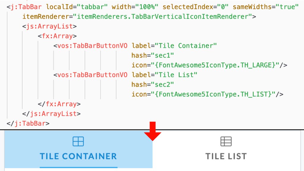 ApacheRoyale's tweet photo. #MXML allows you to declare your interfaces in the easiest way possible. Example below shows #Jewel #TabBar code example with inline #ArrayList #dataProvider for the data.

#html #javascript #css #as3 #js #flash2020 #ApacheFlex #webtips #webapp #webdesigner #ui #gui #ux #uxdesign https://t.co/mVJHpE8dPm