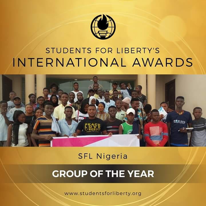 This award is dedicated to every Local Coordinator & top leaders of the team, @WestAfricaSFL & @AfricanSFL

We acknowledge support and love from our staff and alumnus too. We can do more #Forliberty #SFLAwards #GroupOfTheYear #Africa #Nigeria #StudentAwards #StudentsLeadership