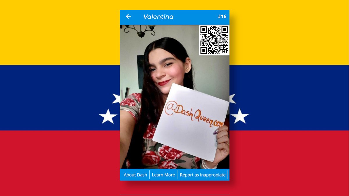 dashqueenapp's tweet photo. ¿Es Valentina tu próxima #Dashqueen?
#dash #beauty #pageant #contest #crypto #cryptogirl #cryptobabe #cryptolife #cryptocurrency #Venezuela #cryptorevolution #financial #freedom #liberty https://t.co/xanwysm9by