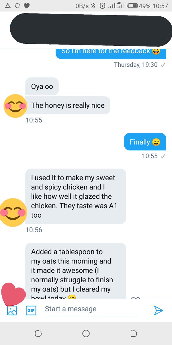 Muhamz_'s tweet photo. Another one 😊😊
This time it's from a CHEF 👨🏾‍🍳👩‍🍳

Where are the CHEF 👩‍🍳👨🏾‍🍳 on the TL? Why haven't you patronize me yet 😩😩😩 I SELL PURE NATURAL HONEY 🍯 https://t.co/JuGuaCFYDp