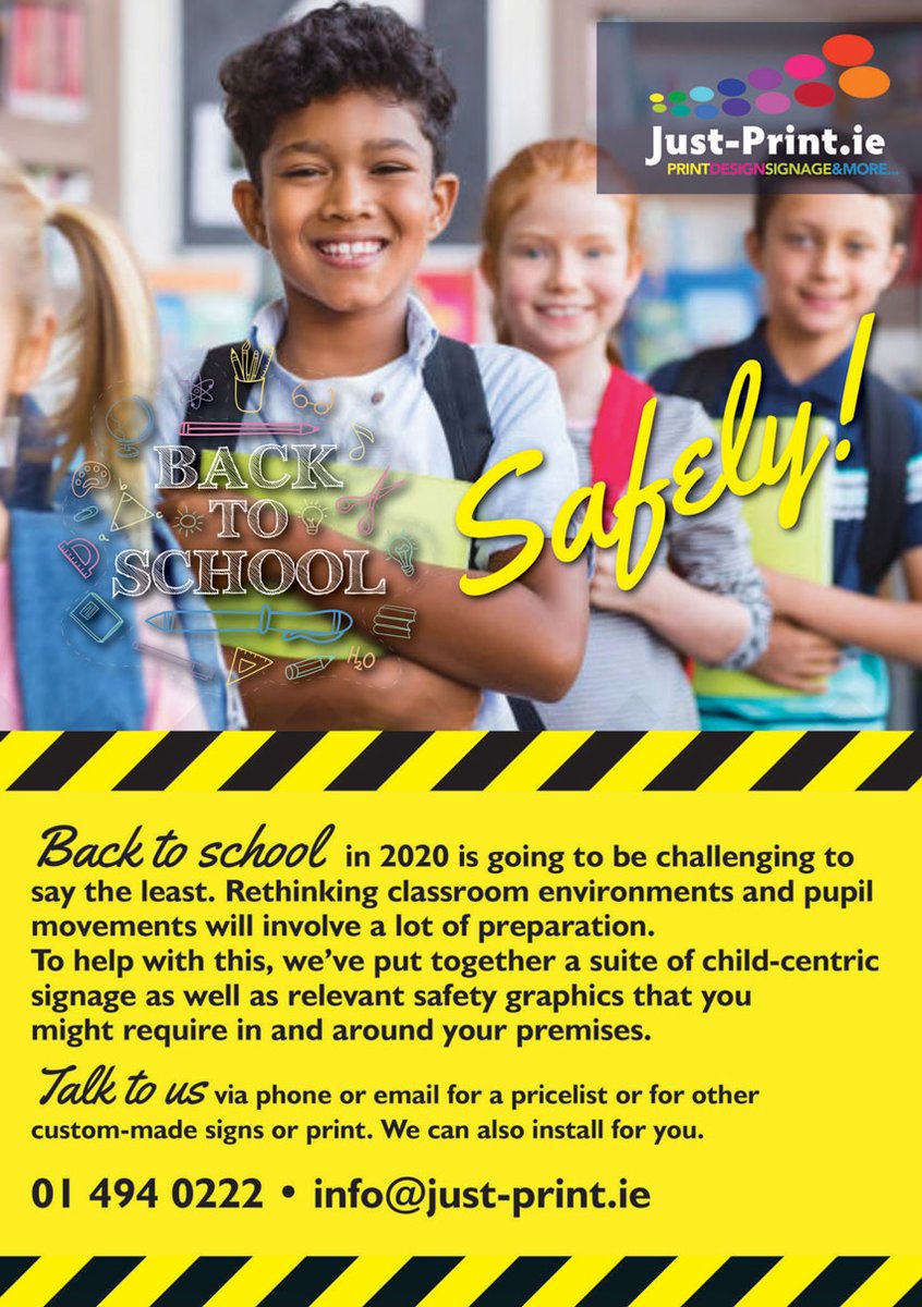 Get Back to School safely with our range of colourful and informative COVID-19 safety signs. DOWNLOAD OUR BROCHURE HERE: just-print.ie/covid-19-signs…
#backtoschool #backtoschool2020 #backtoschoolplanning #covid19