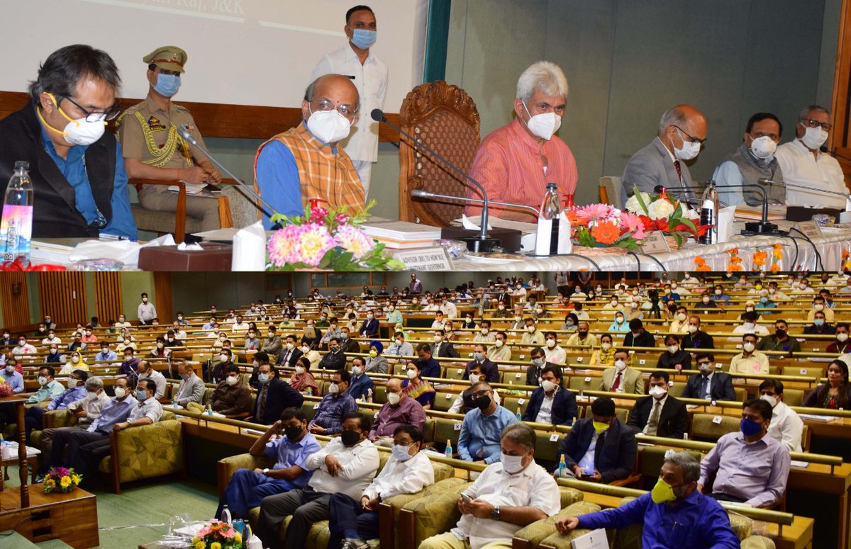 LG Manoj Sinha today launched Departmental &amp; Dist level Coffee Table Books highlighting dev interventions made in J&amp;K in past one year at SKICC; COVID Warriors, Natl level Awardee Sarpanches, ULB reps also felicitated,  a short film on ongoing dev works also showcased.