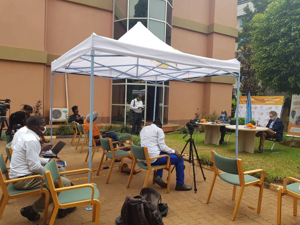 UNFPAUganda's tweet image. The media fraternity are shapers of opinion and have such an important job to do. I want to recognise that. We call that communication for social change where issues are kept on the agenda &amp;amp; finding solutions  says @alainsibenaler at press launch of #SWOP2020 #LiveYourDreamUG