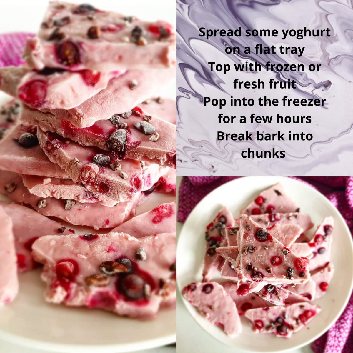 OneYouMerton's tweet image. Keep cool with these frozen yoghurt barks! A great idea for a refreshing snack during hot weather 😋 #QuickEasySnack #RefreshingSnack #NutritiousDelicious