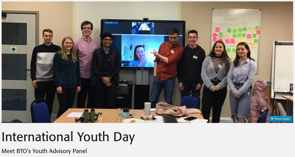 BTO is committed to creating a community of young birders and naturalists. To this end, we set up our Youth Advisory Panel, with 10 young people helping us develop a youth engagement strategy. They wrote a blog for  #YouthDay, read more here:  http://www.bto.org/blog 