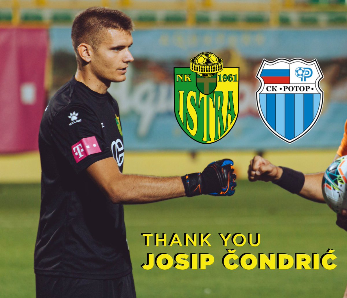 Josip Čondrić svoju će nogometnu karijeru nastaviti u SC Rotor!

Kroz dvije godine odigrao je 63 službene utakmice u dresu Istre 1961 i bio je kapetan naše momčadi.
Čondra, hvala ti na svemu! ❤️🙏