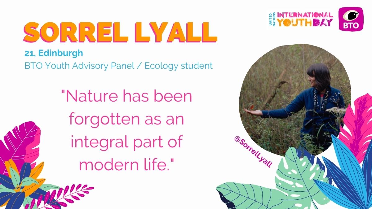 As part of BTO's YAP,  @SorrelLyall says: "Nature has been forgotten as an integral part of modern life. We need to inspire young people to respect and protect our natural world, not only for the future of our planet but for the benefits to personal wellbeing and mental health."