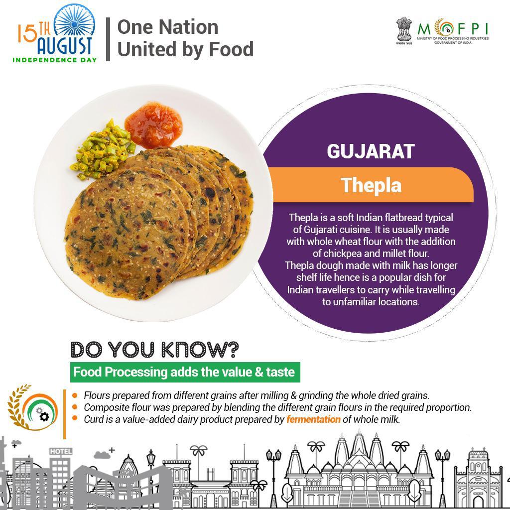 FOOD PROCESSING MIN on Twitter "Thepla is an unleavened flatbread, a