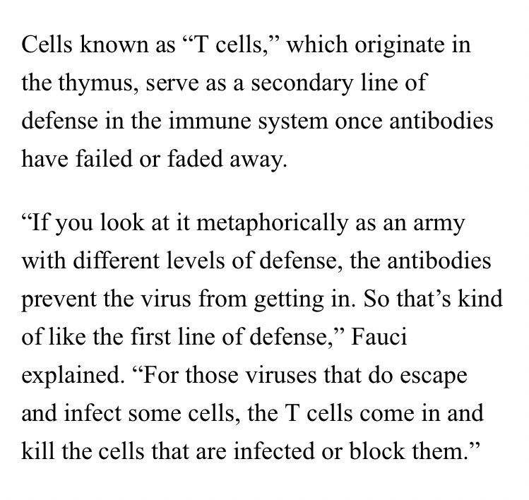 Anthony Fauci is now talking about the overlooked importance of T-cells. This is a very good sign for companies like @HeatBiologics, who has designed their COVID vaccine to maximize a robust T-cell response.

$HTBX