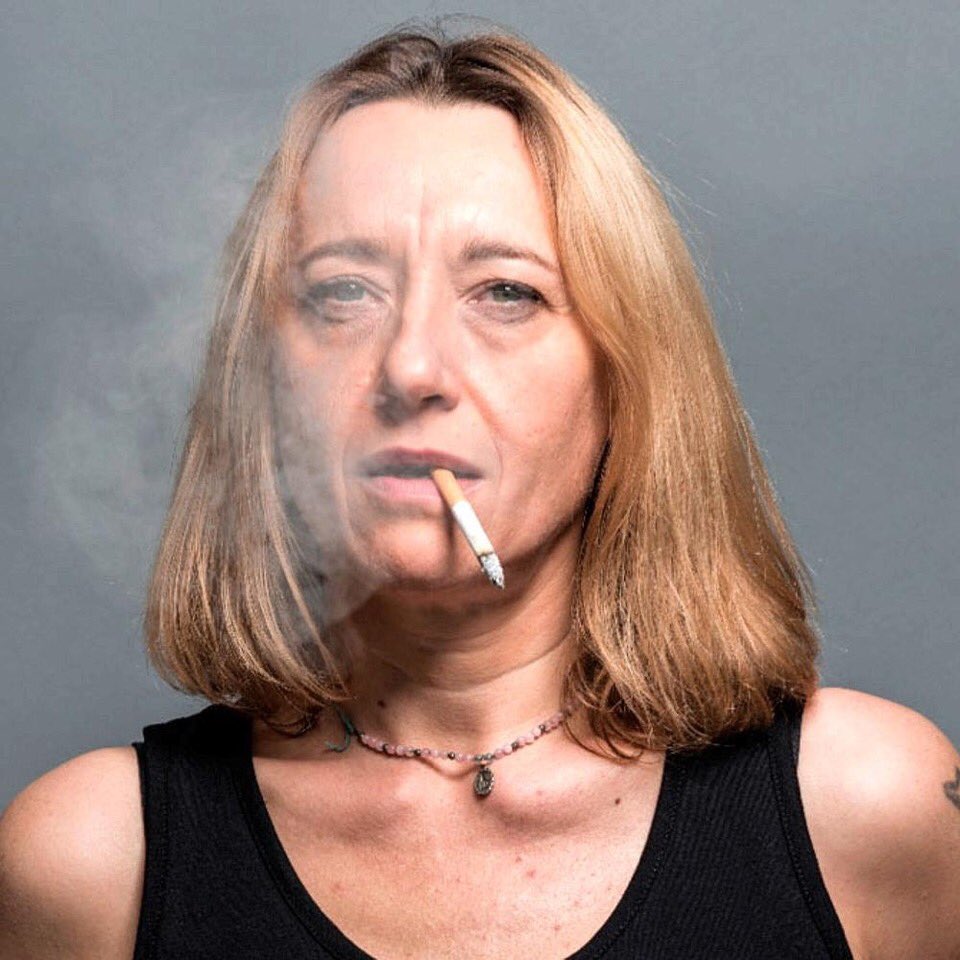 Women writers looking bored and holding a cigarette, part 73 in a series: Virginie Despentes