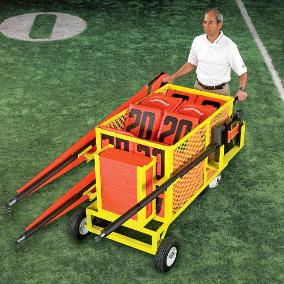 D-Day: bringing equipment to the beach was logistical feat requiring, for example, creation of floating docks.College Football: bringing equipment to the field requires carts.