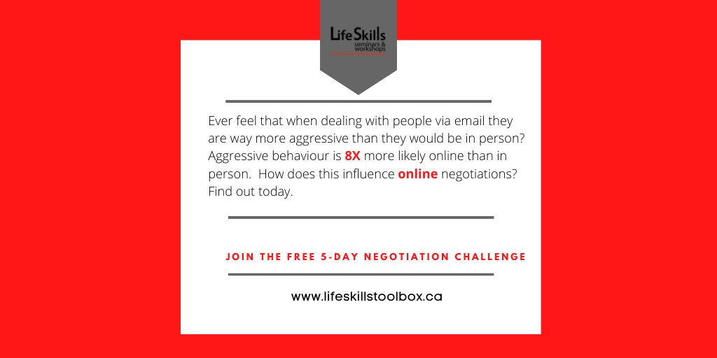 Do you ever feel people are much more aggressive over email, than they would be face to face? That's because they are! Find out why on today's challenge topic. 
Remember- you must sign up bit.ly/negchallenge