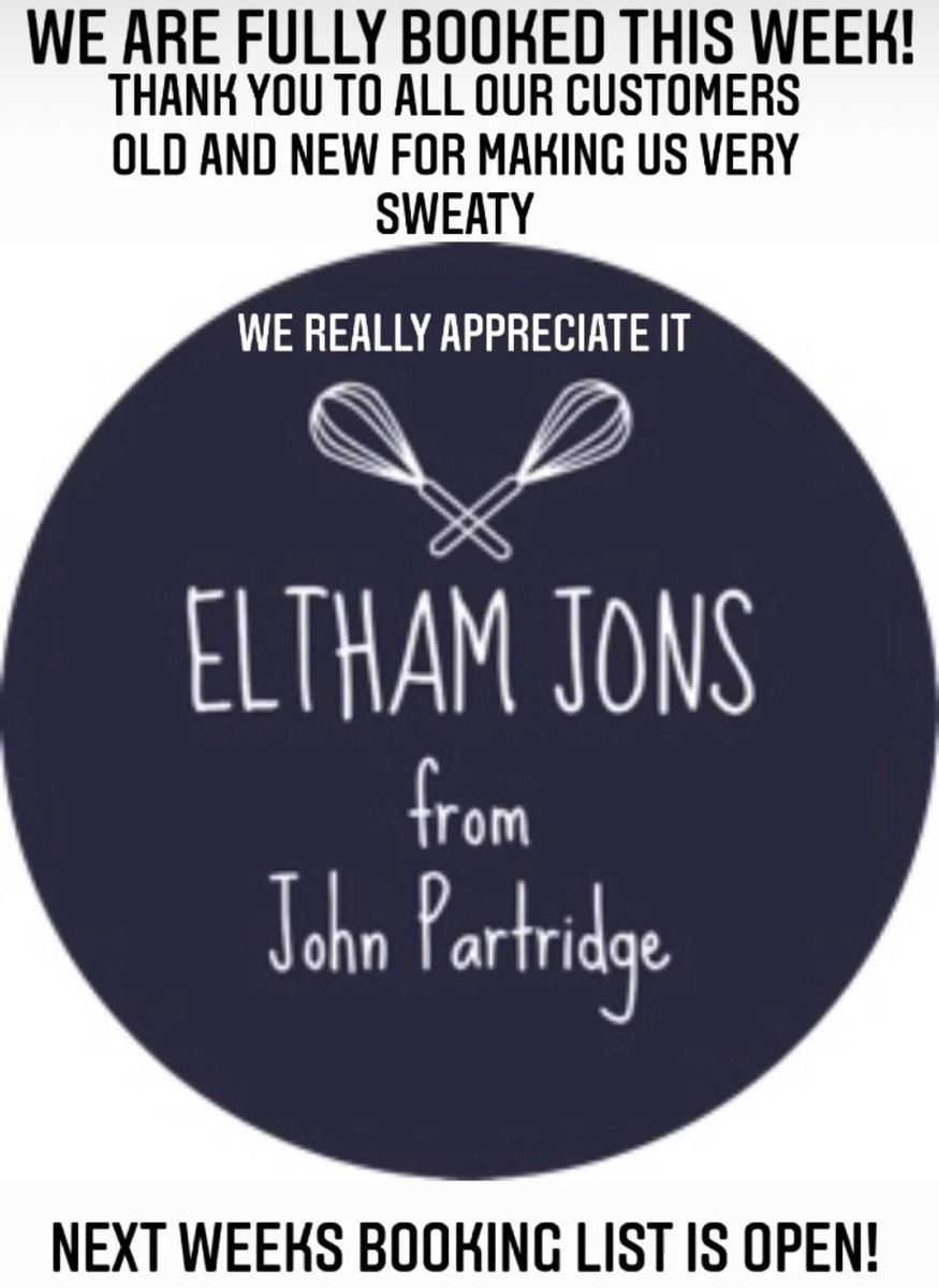 elthamjons's tweet photo. Next weeks booking list is open but already half full so get in early! #elthamjons https://t.co/KQt4YT9gWi