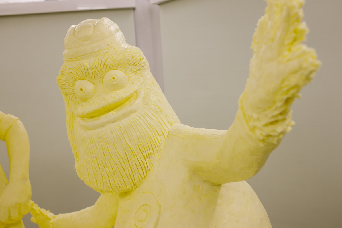 AmericanDairyNE's tweet photo. Is it a coincidence that @GrittyNHL was immortalized in 1,000 pounds of butter at the PA Farm Show this year and the @NHLFlyers are the #1 seed in the @NHL playoffs?
We don't think so.
#AnytimeAnywhere #ButterGritty #ButterSculpture #StanleyCup @FarmShowComplex @JohnFetterman https://t.co/Z6PZVAAK1f