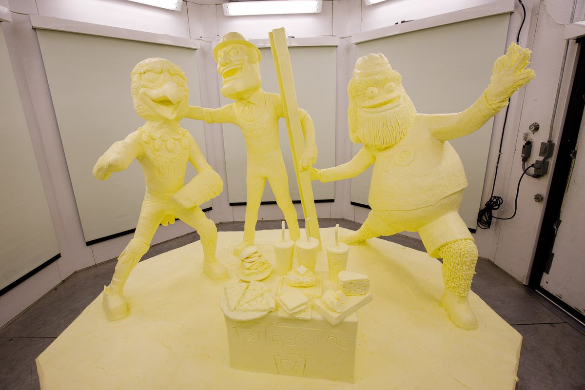 AmericanDairyNE's tweet photo. Is it a coincidence that @GrittyNHL was immortalized in 1,000 pounds of butter at the PA Farm Show this year and the @NHLFlyers are the #1 seed in the @NHL playoffs?
We don't think so.
#AnytimeAnywhere #ButterGritty #ButterSculpture #StanleyCup @FarmShowComplex @JohnFetterman https://t.co/Z6PZVAAK1f