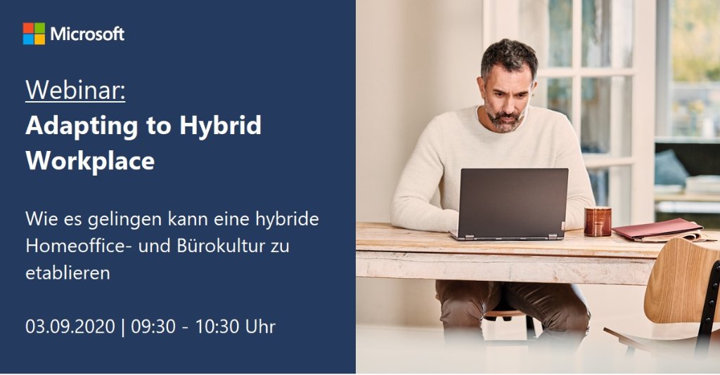 Die Rückkehr zur Normalität stellt viele vor eine schwierige Aufgabe: Wie kann man wieder in die Büros einziehen und die Gesundheit & Sicherheit der MitarbeiterInnen wahren? Wir zeigen, wie eine Lösung mit einer hybriden Variante aussehen kann. 
Anmelden: https://info.microsoft.com/WE-PowerApps-WBNR-FY21-09Sep-03-AdaptingtoHybridWorkplaceWieesgelingenkanneinehyprideHomeofficeundBuroKulturzuetablieren-SRDEM35444_LP01Registration-ForminBody.html